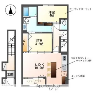 レヴメゾン神山五番館【2階】の間取り