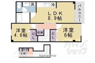 ソレアード小野A【2階】の間取り