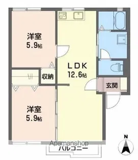ラフォーレMINE A【2階】の間取り