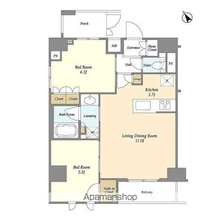 ディームス駒込【8階】の間取り