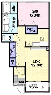 カルム・メゾンB【1階】の間取り