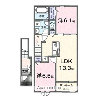 ヒカルサ仁井田【2階】の間取り