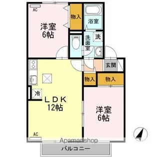 クレールコート B【1階】の間取り