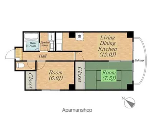 マンショングレース【202号室】の間取り