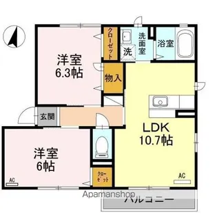 リブェール上野 A棟【2階】の間取り