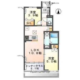 (仮称) 野田市七光台B棟アパート【1階】の間取り