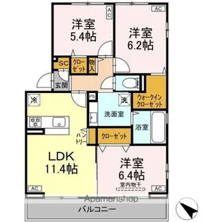 シャイングレイス【3階】の間取り