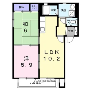 ピエス赤井B【2階】の間取り