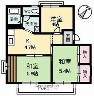 ロイヤルうらべ A棟【102号室】の間取り