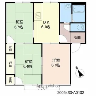 サンシャインハイツA【102号室】の間取り