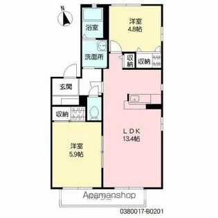 クレストタウン B棟【2階】の間取り