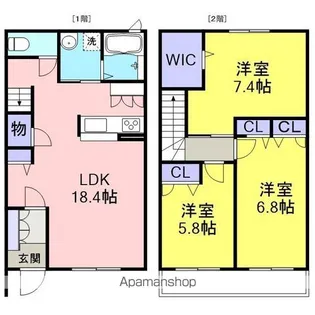 シャルールA【101号室】の間取り