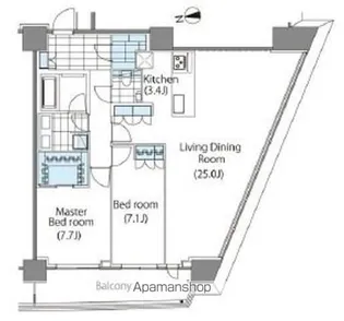 コンフォリア新宿イーストサイドタワー【15階】の間取り