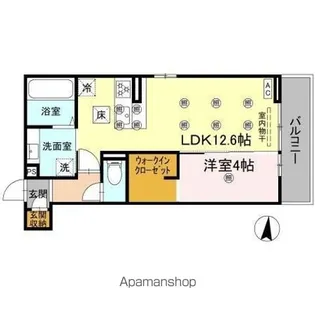 クランツ北井門B【1階】の間取り