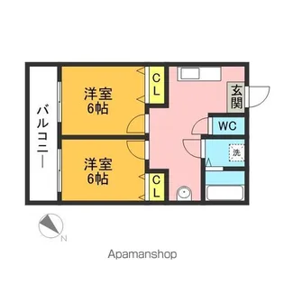 アルファード花瀬【105号室】の間取り