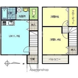 愛知県名古屋市名東区高社2丁目【テラスハウス】の間取り