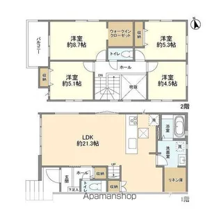 千葉県千葉市若葉区千城台東2丁目【一戸建】の間取り
