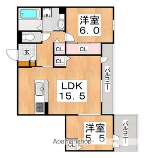 プルミエジュール帝塚山【2階】の間取り