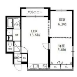 クレストパレス菊水【3階】の間取り