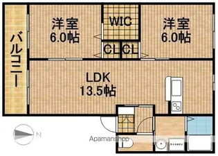 タウンコートA【2階】の間取り