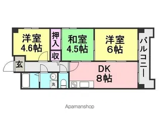 エイチツーオー杭瀬【801号室】の間取り