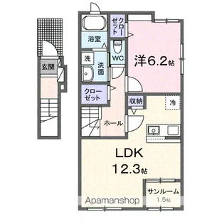 ラルゴミヤB【201号室】の間取り
