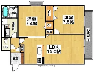 パラドール三国ヶ丘【1階】の間取り