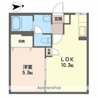 ファミール浅岸【1階】の間取り