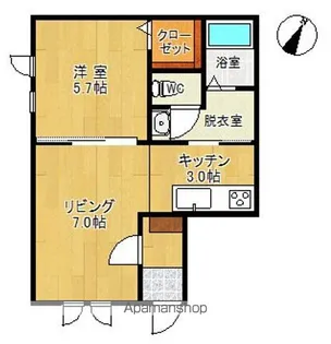 ブリーゼⅢ【1A号室】の間取り