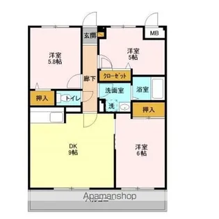 ローズ・ウッド【1階】の間取り
