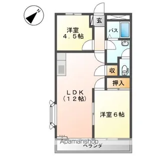 グレースタウンⅠ【205号室】の間取り