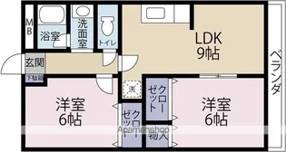 グリーンパーク三輪【301号室】の間取り