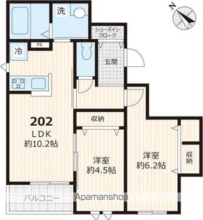 グランシャリオ【202号室号室】の間取り