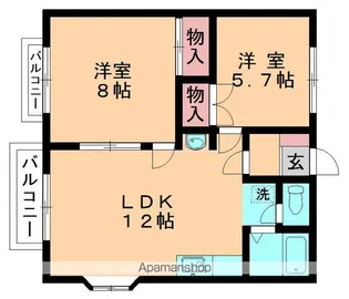 ノースヒルズ2【205号室】の間取り