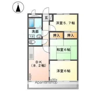 パークサイドほそや【3階】の間取り