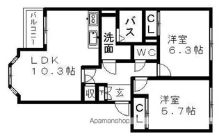 カーザ浅野【2階】の間取り