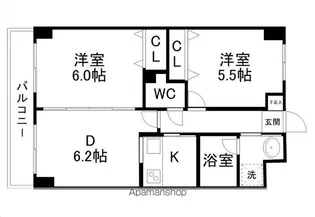 ツインプラザ幸【6階】の間取り