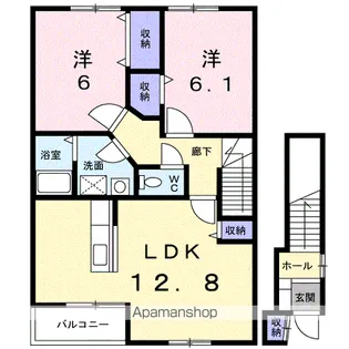 サウス・サバーブズ B【2階】の間取り