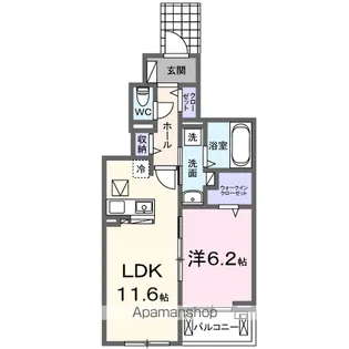 グラシアス 甲斐【1階】の間取り