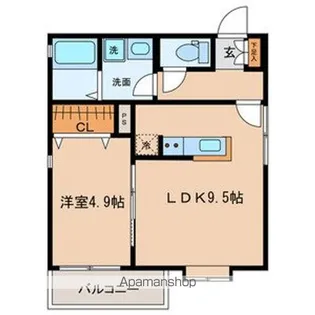 クラージュ黒川【1階】の間取り