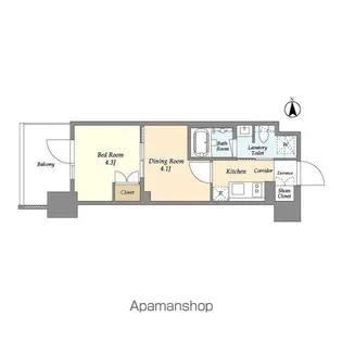ジオエント上野稲荷町【7階】の間取り