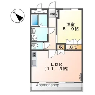 コンフォース【202号室】の間取り