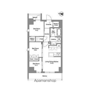 BPRレジデンス東日暮里【9階】の間取り