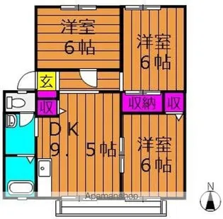 サンビレッジ新田 C【102号室号室】の間取り