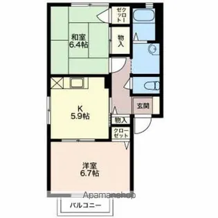 ドエル北城【101号室】の間取り