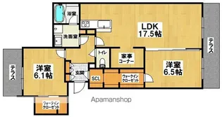 ボーデングラス三国ヶ丘【1階】の間取り