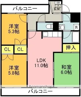 エスペランス池浦B【4階】の間取り