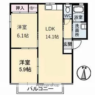 スカイハイツ【B201号室】の間取り