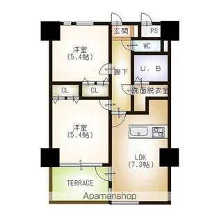 フェリシア東万代【2階】の間取り