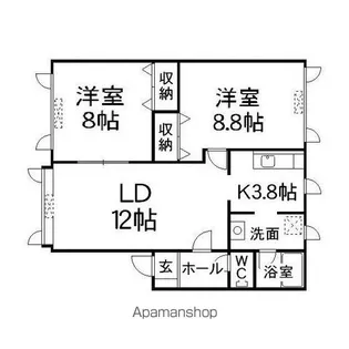 グリーンゲイブルス【201号室】の間取り